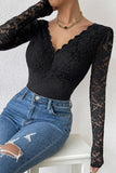 Purpdrank - Sexy Solid Patchwork See-through Backless V Neck Skinny Bodysuits