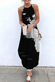 Purpdrank - Casual Print Basic O Neck Long Dress Dresses