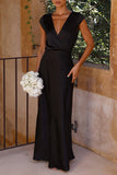 Purpdrank - Celebrities Formal Solid V Neck Evening Dress Dresses