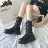 Purpdrank - Women's Shoes New Spring Style Platform Comfortable Boots Zipper Casual Mid-Calf Round Toe Flat with Boots Femmes Bottes