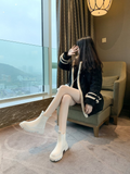 Purpdrank - 2023 New Chunky Boots Fashion Platform Women Ankle Female Sole Pouch Ankle Botas Mujer Round Toe Slip-On Botas Altas Mujer