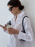 Purpdrank - Leisure Fashion Loose Long Sleeves Solid Color Lapel Collar Shirt Dresses