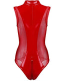 Purpdrank - Zip Front PU Leather Sheer Mesh Teddy