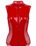Purpdrank - Zip Front PU Leather Sheer Mesh Teddy