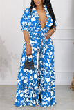 Purpdrank - White Casual Daily Floral Bandage Patchwork Printing Stringy Selvedge Smocking V Neck Half Sleeve Two Pieces