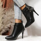 Purpdrank - Pure Black Casual Patchwork Solid Color Pointed Out Door Shoes (Heel Height 3.74in)