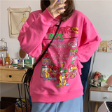Purpdrank - New Harajuku Retro Top Strawberry Print Hoodie Women Loose Streetwear Sweatshirt American Retro Oversized Pullover