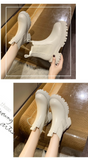 Purpdrank - 2023 New Chunky Boots Fashion Platform Women Ankle Female Sole Pouch Ankle Botas Mujer Round Toe Slip-On Botas Altas Mujer