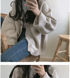 Purpdrank - Korean knitted sweater women's lazy college style loose sleeve women's long sleeve V-neck button large jacket autumn and winter