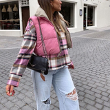 Purpdrank - Casual Woman Pink Light Short Puffer Vest Spring Fashion Ladies Warm Double-Side Outwear Female Streetwear Down Tank