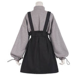 Purpdrank - 2023 Retro Vintage Women Gothic Girls Punk Mini Dresses High Waist Long Sleeve Hat Collar Sexy Gry Black Lolita Plus Size Jurken