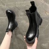 Purpdrank - 2023 New Chunky Boots Fashion Platform Women Ankle Female Sole Pouch Ankle Botas Mujer Round Toe Slip-On Botas Altas Mujer