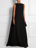 Purpdrank - Loose Simple Solid Color Sleeveless V-Back Maxi Dress