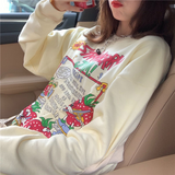 Purpdrank - New Harajuku Retro Top Strawberry Print Hoodie Women Loose Streetwear Sweatshirt American Retro Oversized Pullover