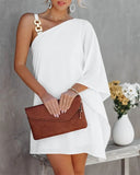 Purpdrank - Bat Sleeve Off Shoulder Metal Suspender Dress For Women