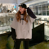 Purpdrank - Hoodies Women Plus Velvet Thicker Korean BF Ulzzang Embroidery Letter Long Loose Pullovers Hooded Warm Students Daily Womens New