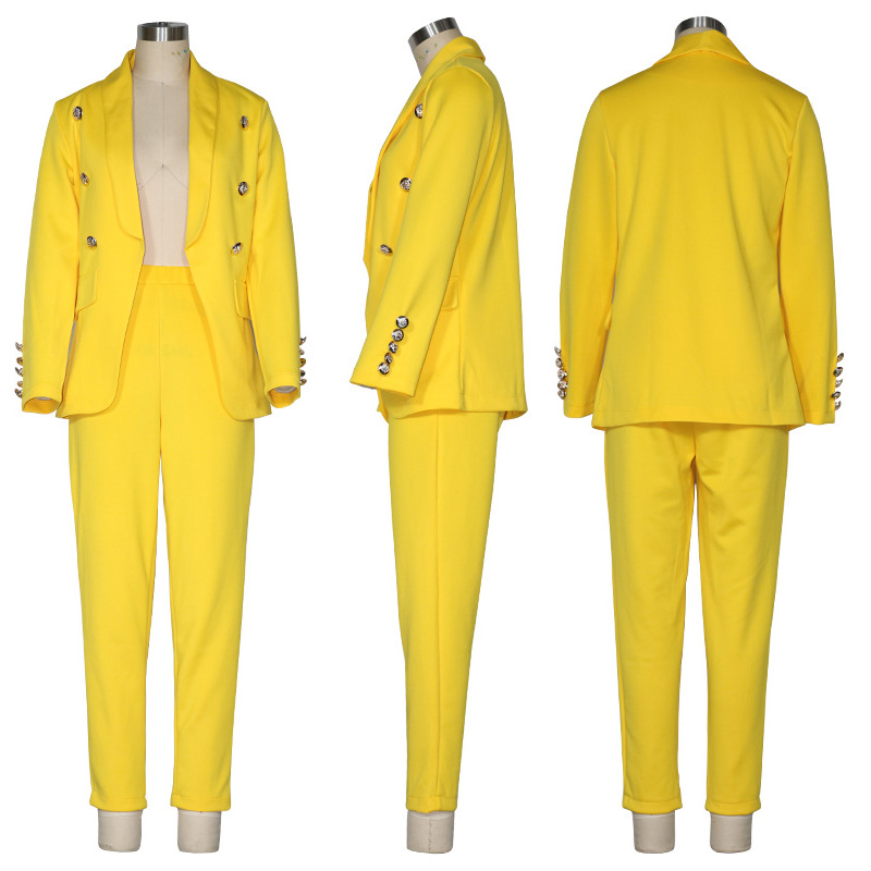 Purpdrank - Women Jacket Blazer Suit Fashion Casual Ladies Solid Color Two Piece  Autumn Winter Office Wear Elegant Suit Jacket Pants