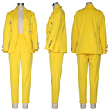 Purpdrank - Women Jacket Blazer Suit Fashion Casual Ladies Solid Color Two Piece  Autumn Winter Office Wear Elegant Suit Jacket Pants