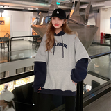 Purpdrank - Hoodies Women Plus Velvet Thicker Korean BF Ulzzang Embroidery Letter Long Loose Pullovers Hooded Warm Students Daily Womens New