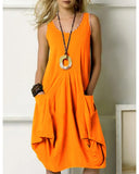 Purpdrank - Women's Sundress Knee Length Dress Sleeveless Summer Hot Casual Black Purple Yellow Orange Brown Gray Light Blue