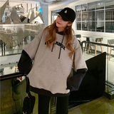 Purpdrank - Hoodies Women Plus Velvet Thicker Korean BF Ulzzang Embroidery Letter Long Loose Pullovers Hooded Warm Students Daily Womens New
