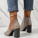Purpdrank - Grey Casual Patchwork Asymmetrical Fish Mouth Out Door Wedges Shoes (Heel Height 3.54in)