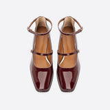 Purpdrank - Women Vintage Patent Chunky Heeled Mary Jane Pumps