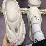Purpdrank - Black Casual Hollowed Out Solid Color Round Comfortable Shoes