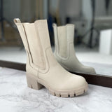 Purpdrank - Women's Fashion Slip On Mid Calf Chelsea Boots