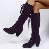 Purpdrank - Purple Casual Patchwork Frenulum Solid Color Keep Warm Shoes (Heel Height 2.36in)