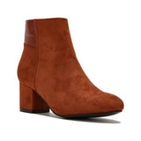 Purpdrank - Women's Chunky Heel Artificial Suede Ankle Booties