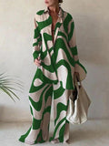 Purpdrank - Urban Long Sleeves Wide Leg Printed Lapel Two Pieces Set
