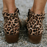 Purpdrank - Women Spring Ankle Boots Sexy Leopard Casual Shoes