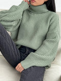 Purpdrank - Thick Casual Turtleneck Solid Color Knitted Sweater