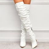 Purpdrank - White Casual Daily Party Patchwork Solid Color Pointed Shoes