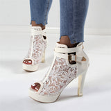 Purpdrank - White Casual Lace Patchwork Fish Mouth Out Door Shoes