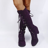 Purpdrank - Purple Casual Patchwork Frenulum Solid Color Keep Warm Shoes (Heel Height 2.36in)