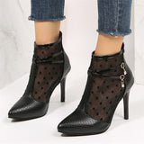 Purpdrank - Pure Black Casual Patchwork Solid Color Pointed Out Door Shoes (Heel Height 3.74in)