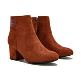 Purpdrank - Women's Chunky Heel Artificial Suede Ankle Booties