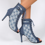 Purpdrank - Baby Blue Casual Patchwork Frenulum Zipper Fish Mouth Out Door Shoes (Heel Height 3.15in)