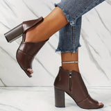 Purpdrank - Grey Casual Patchwork Asymmetrical Fish Mouth Out Door Wedges Shoes (Heel Height 3.54in)