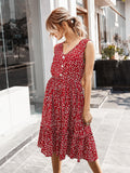 Purpdrank - Women's Summer Small Crushed Flower V-Neck Dress