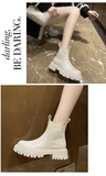 Purpdrank - 2023 New Chunky Boots Fashion Platform Women Ankle Female Sole Pouch Ankle Botas Mujer Round Toe Slip-On Botas Altas Mujer