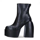 Purpdrank - Women Boots High Heels Chunky Platform Black Big Size 43 Winter Boots Knee High Boot Zipper Matrin Boot Party Shoes