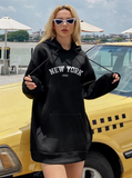 Purpdrank - NEW Sweatshirts velvet winter Women's NEW YORK printing Hooded Female Cotton Thicken Warm Hoodies Lady Autumn Tops