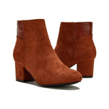 Purpdrank - Women's Chunky Heel Artificial Suede Ankle Booties