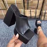 Purpdrank - Black Casual Patchwork Square Wedges Shoes