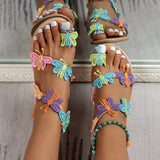 Purpdrank - Brown Casual Patchwork Butterfly Round Comfortable Shoes