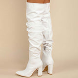 Purpdrank - White Casual Patchwork Solid Color Pointed Out Door Shoes (Heel Height 3.94in)