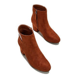 Purpdrank - Women's Chunky Heel Artificial Suede Ankle Booties